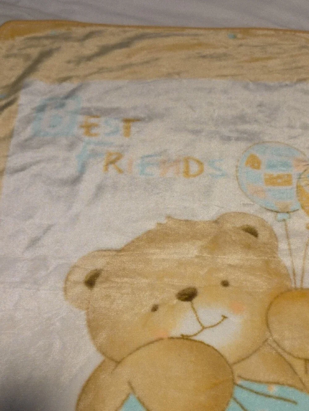 Plush Teddy Bear Baby Throw - Cream & Yellow